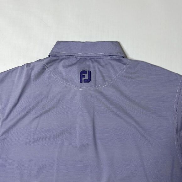 FJ FootJoy Performance Stretch Short Sleeve Golf Polo, Mens Large Purple Stripe - Picture 8 of 9